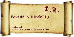 Paxián Mihály névjegykártya